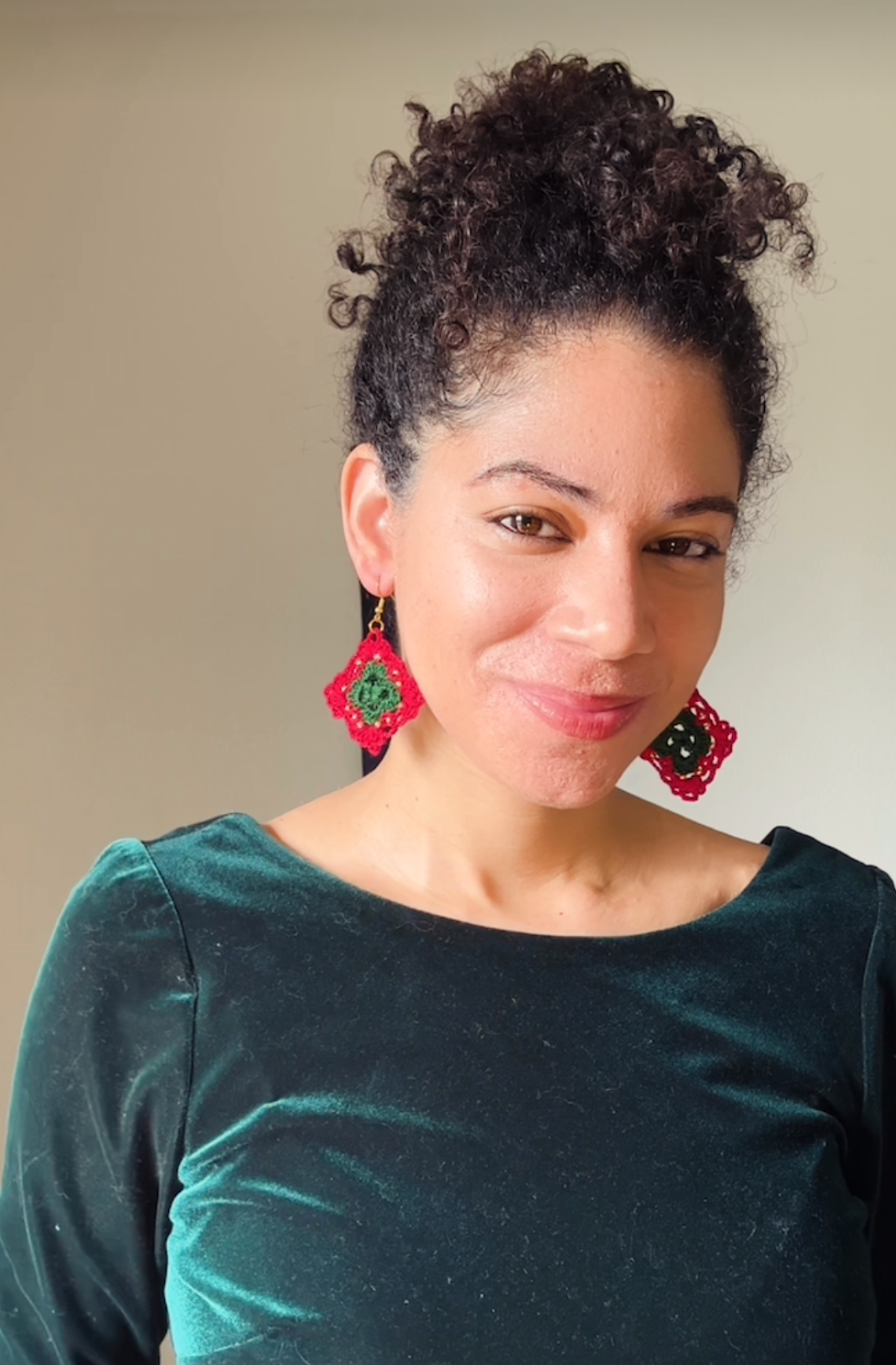 Bead + Crochet Christmas Earrings