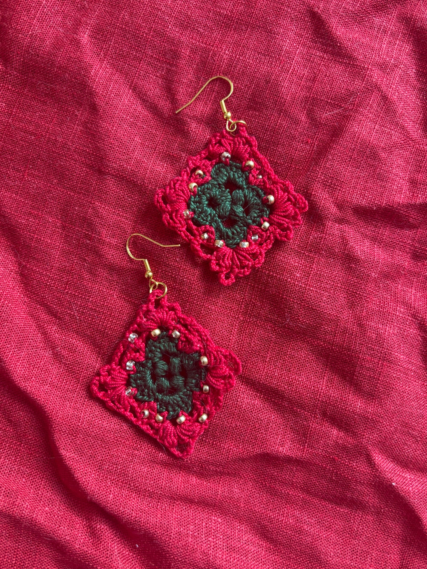 Bead + Crochet Christmas Earrings