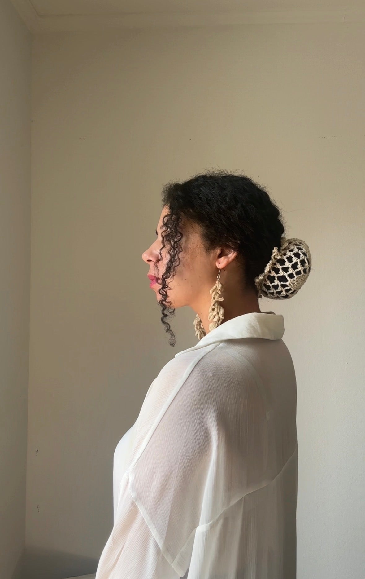 Handmade Crochet  Lace Bun Cover