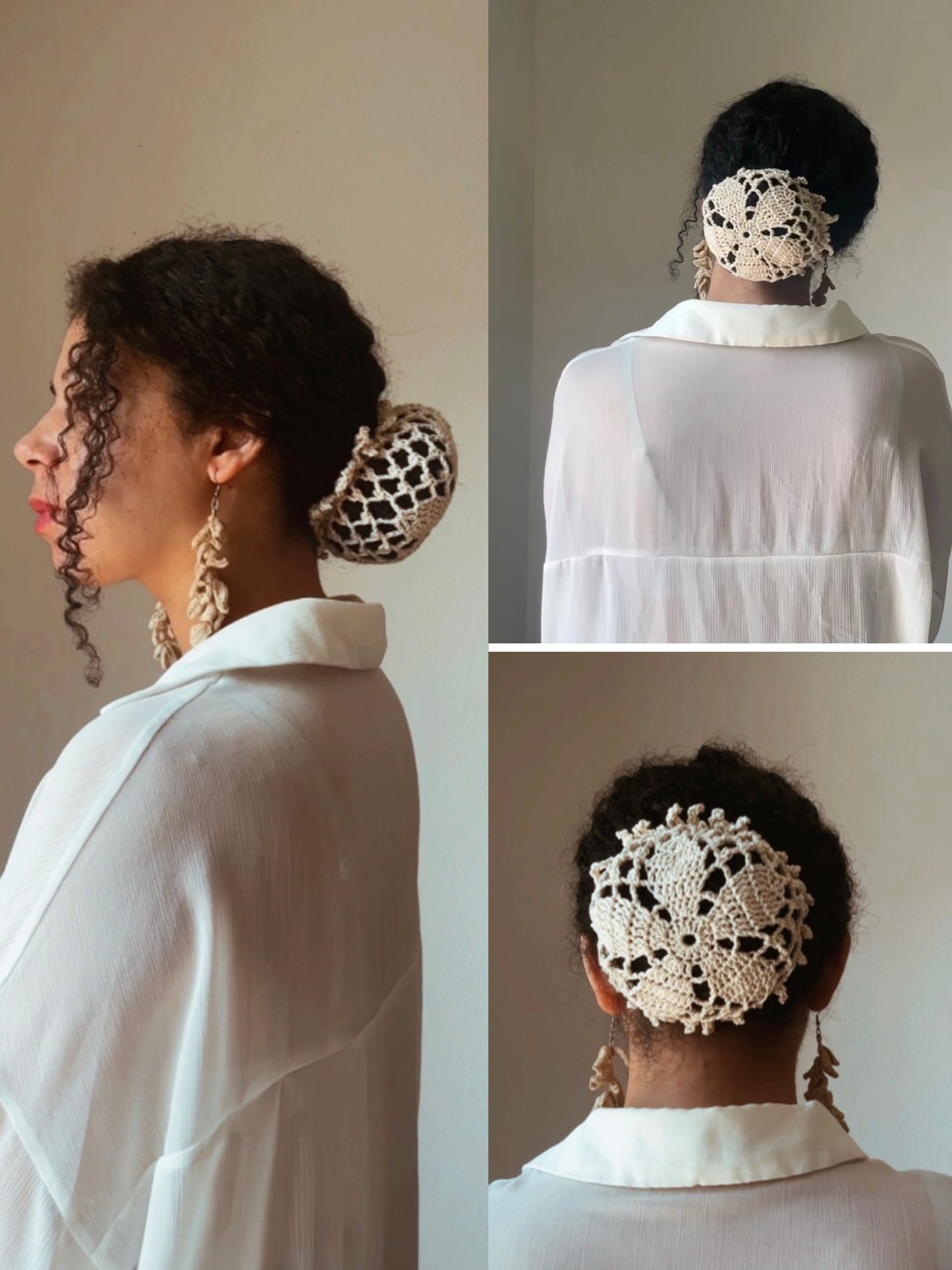 Handmade Crochet  Lace Bun Cover