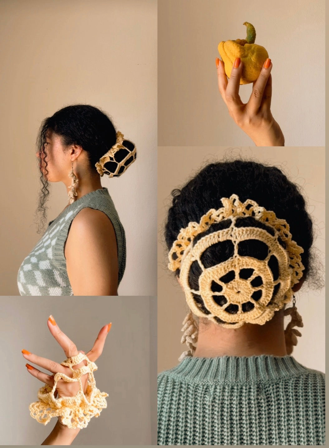 Crochet Lace Bun Cover