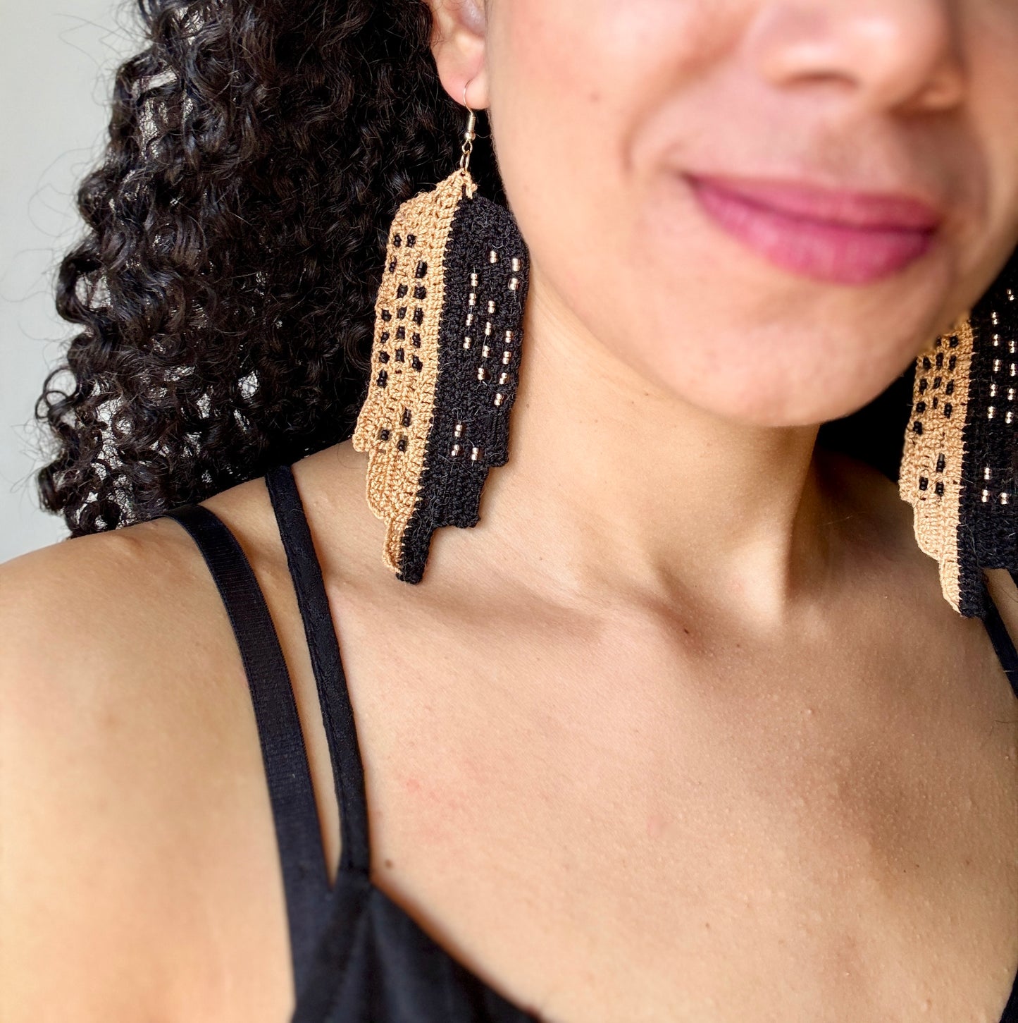 Sepia Noir Crochet Earrings
