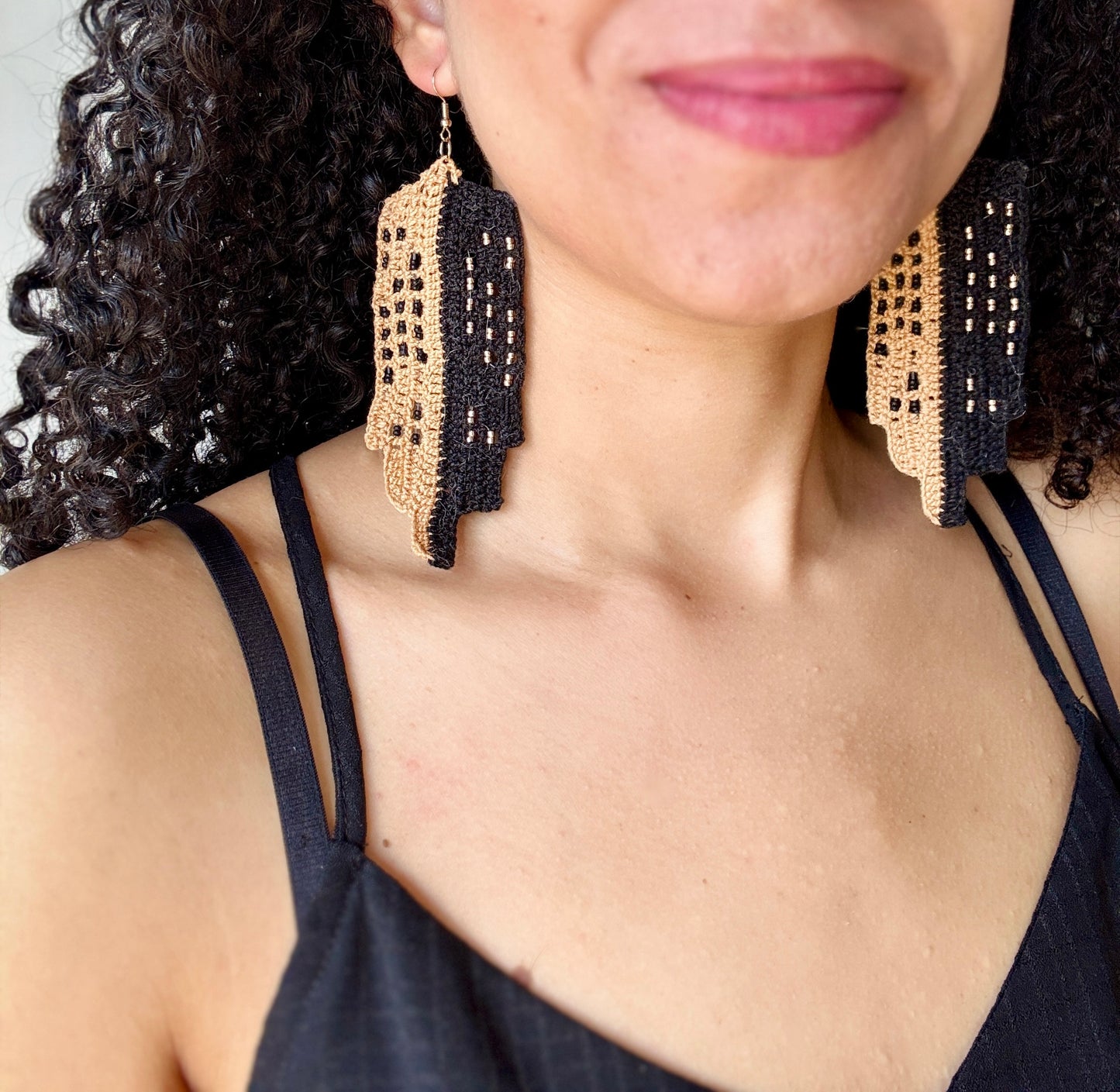 Sepia Noir Crochet Earrings